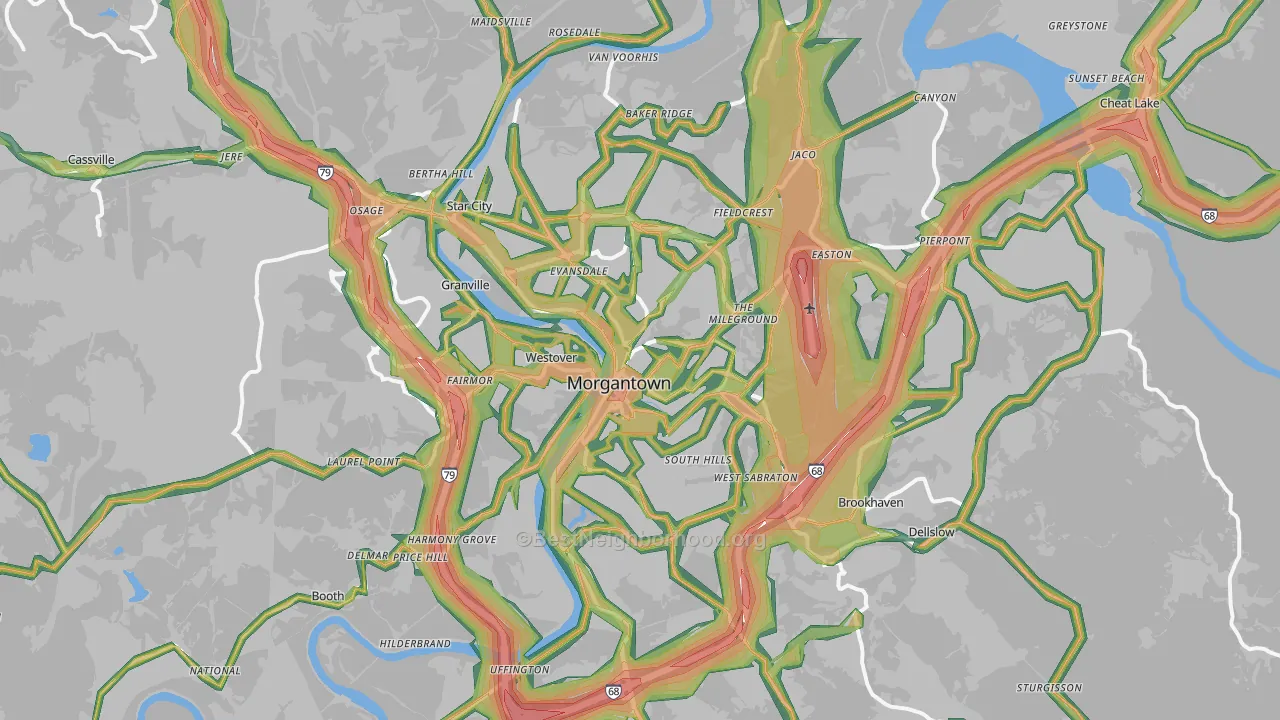 Morgantown, WV Map of Noise Levels in Morgantown