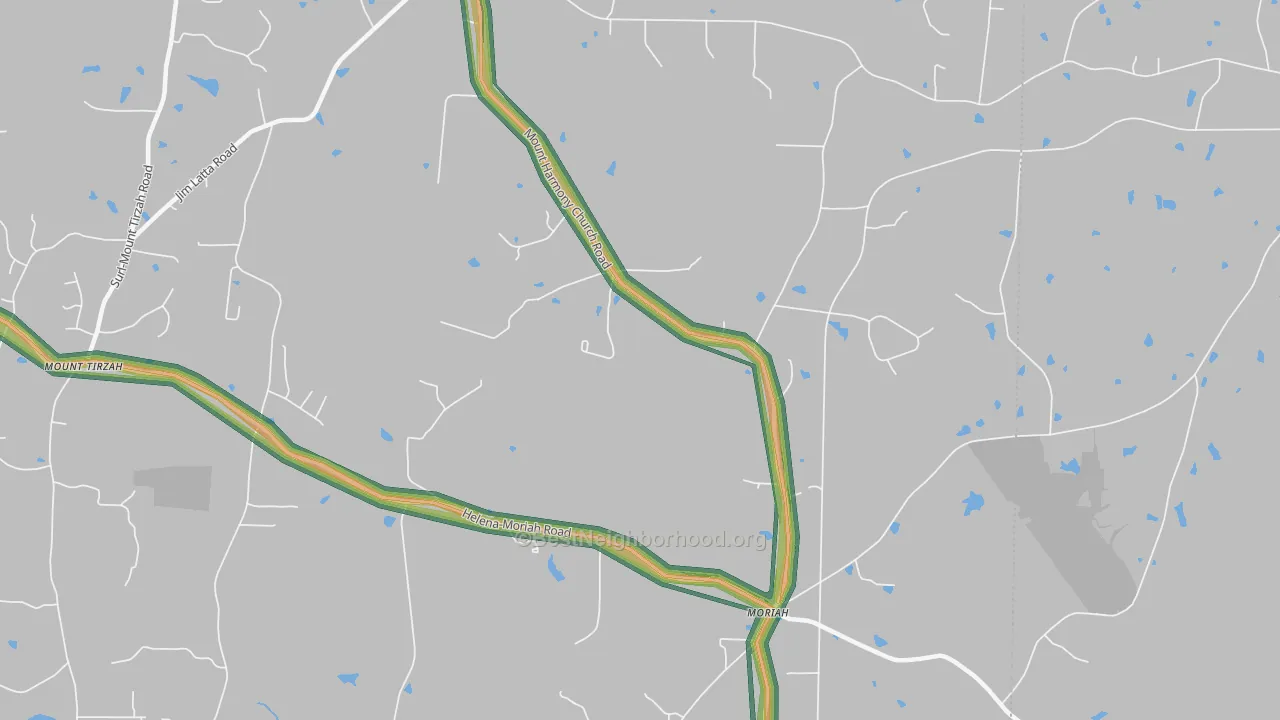 Moriah, NC Map of Noise Levels in Moriah