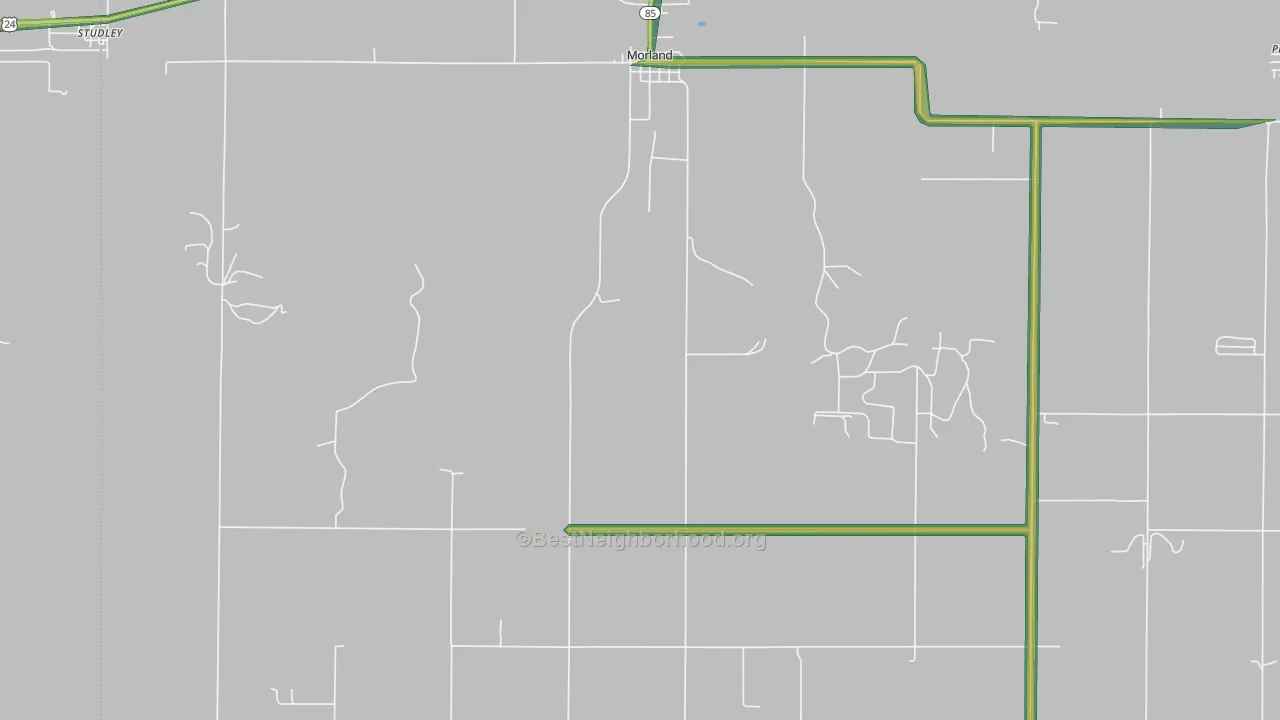 Morland, KS Map of Noise Levels in Morland