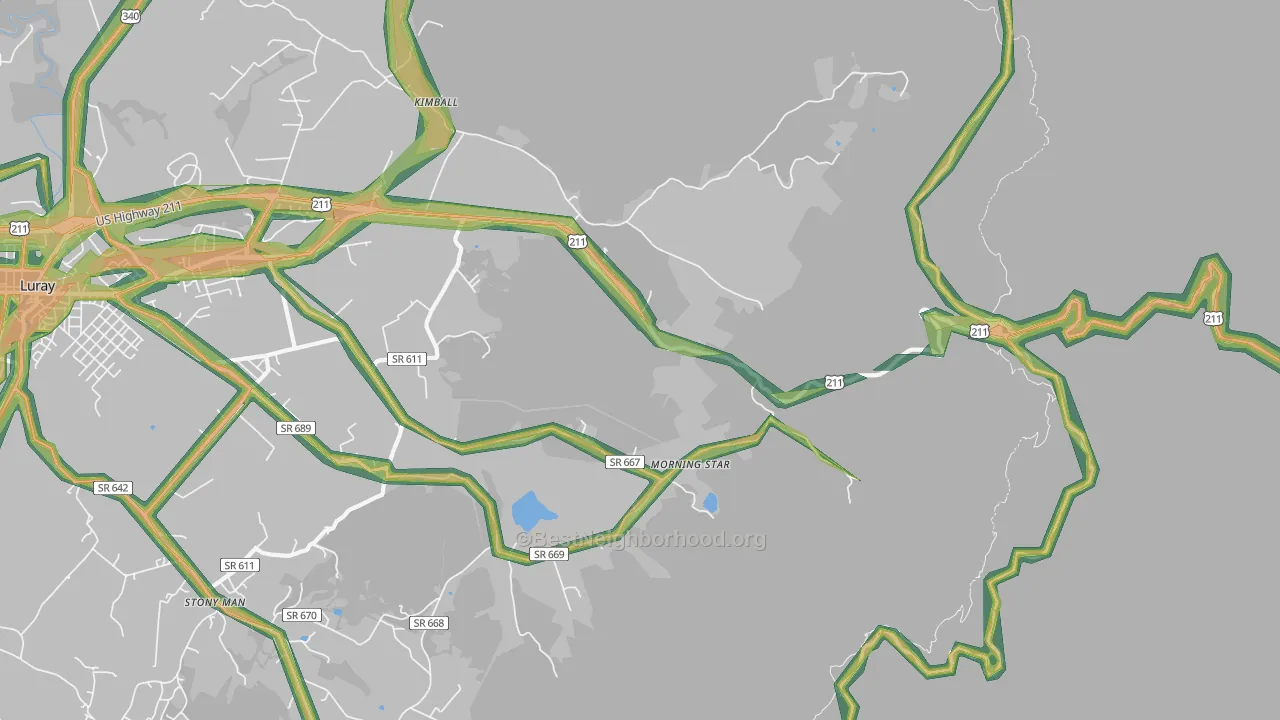 Morning Star, VA Map of Noise Levels in Morning Star