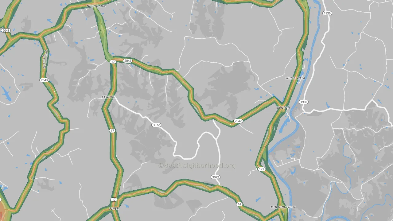 Morning View, KY Map of Noise Levels in Morning View