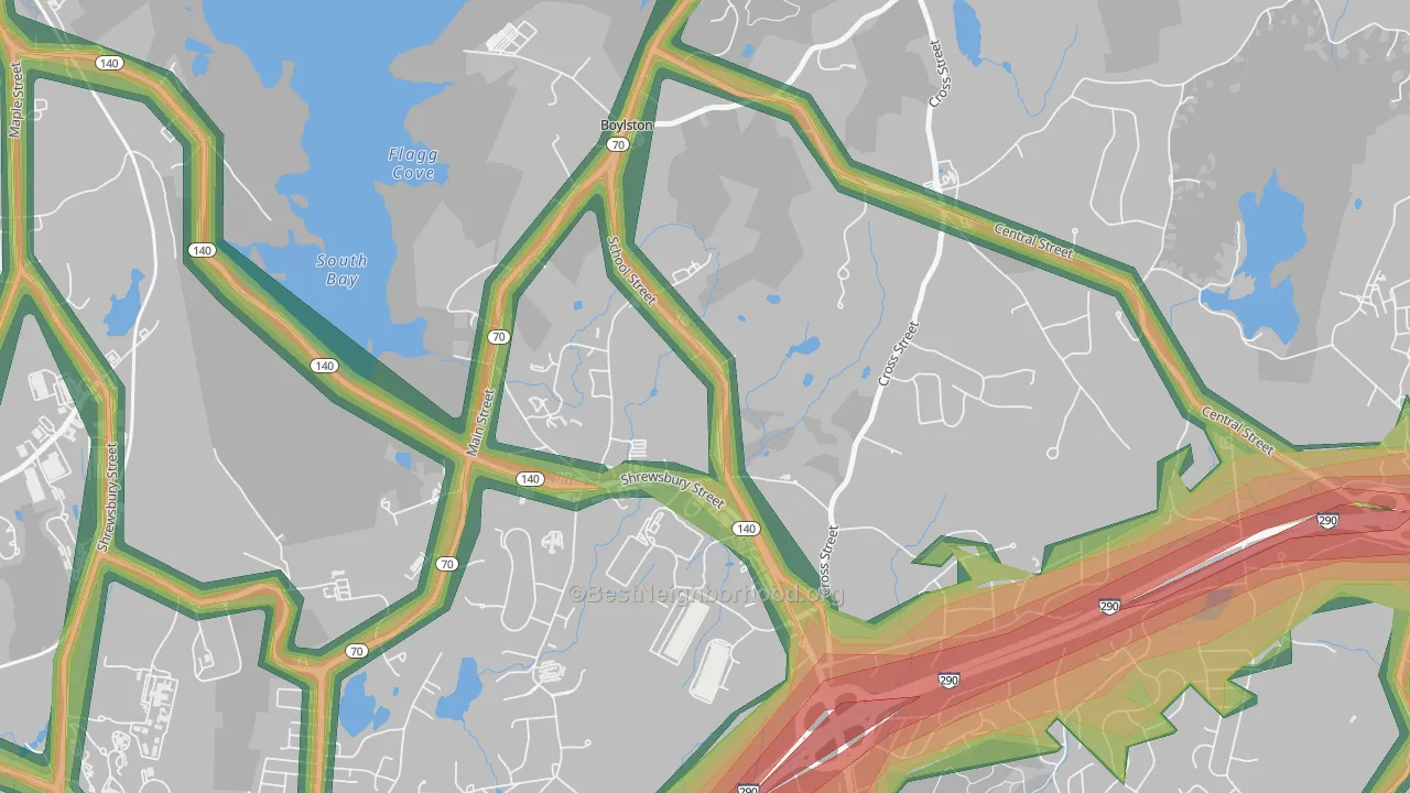 Morningdale, MA Map of Noise Levels in Morningdale