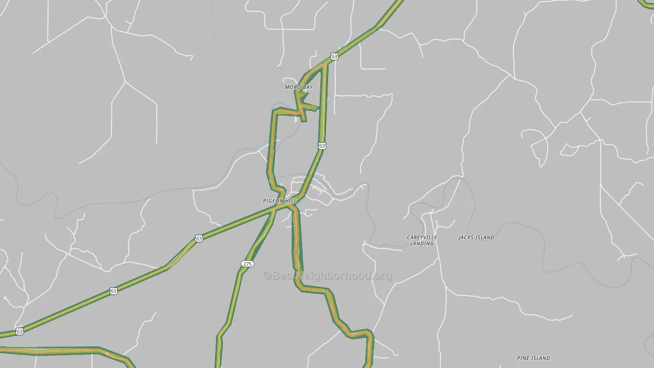 Moro Bay, AR Map of Noise Levels in Moro Bay