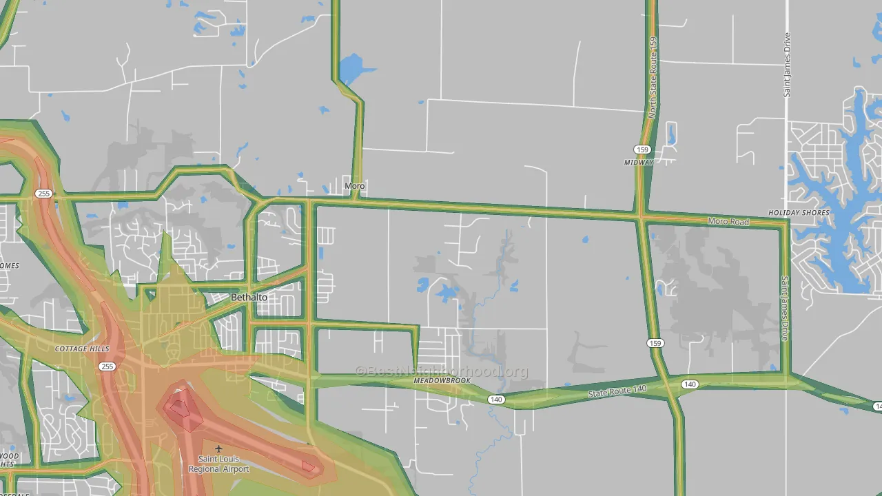 Moro, IL Map of Noise Levels in Moro
