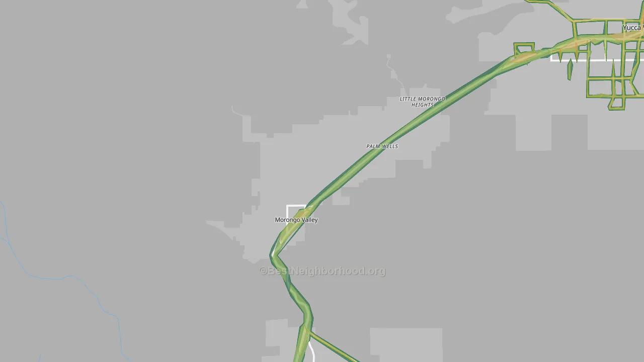 Morongo Valley, CA Map of Noise Levels in Morongo Valley