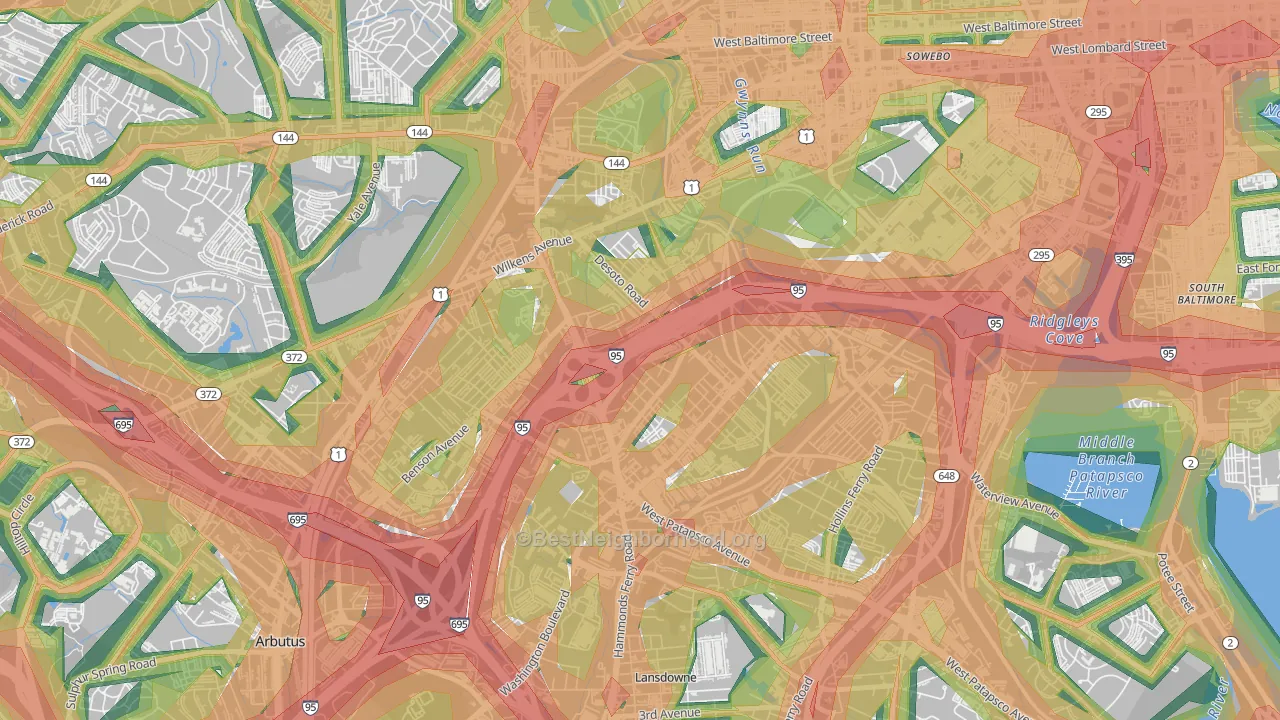 Morrell Park, Baltimore, MD Map of Noise Levels in Morrell Park