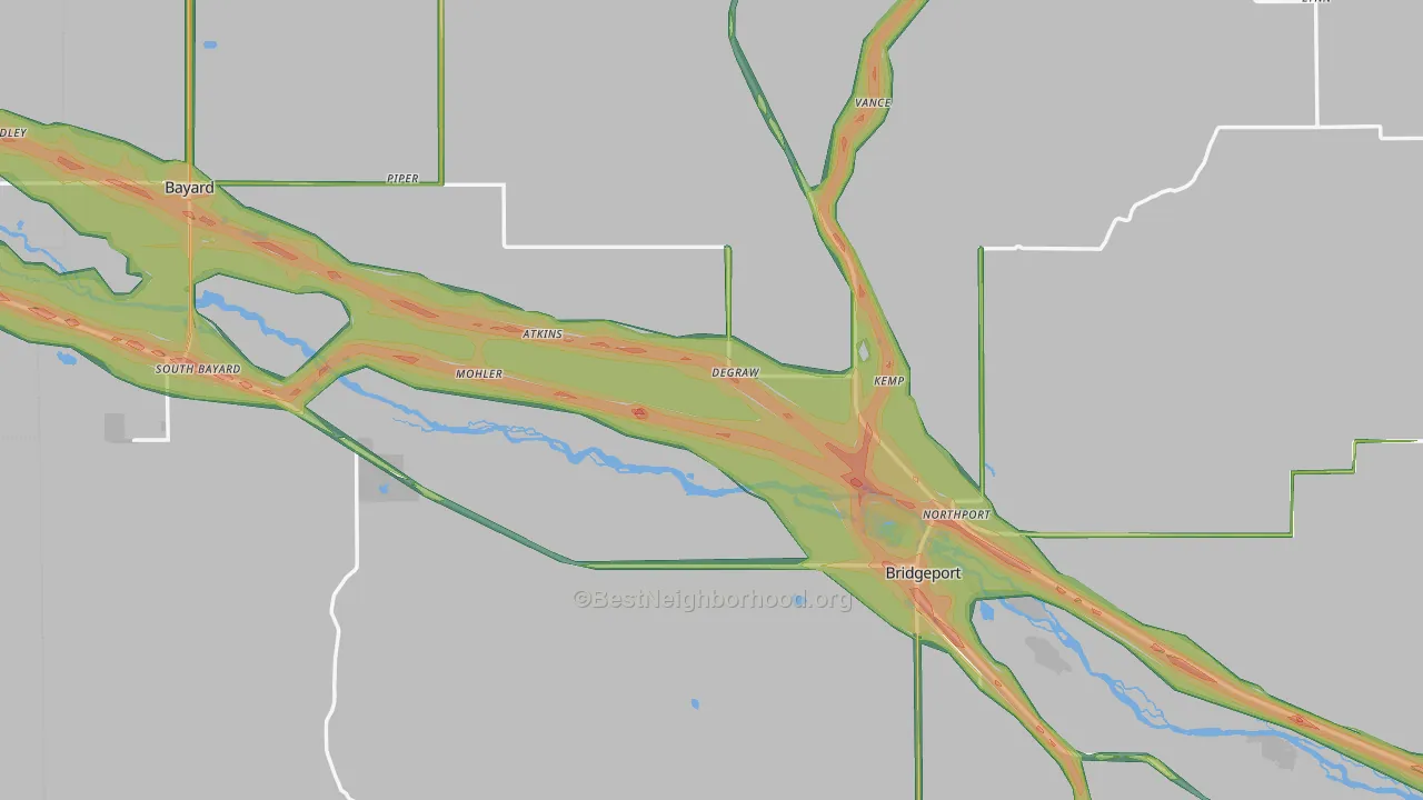 Morrill County, NE Map of Noise Levels in Morrill County