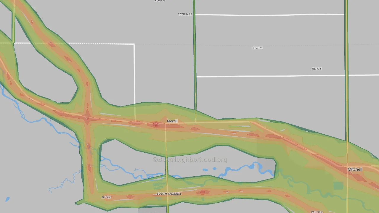 Morrill, NE Map of Noise Levels in Morrill