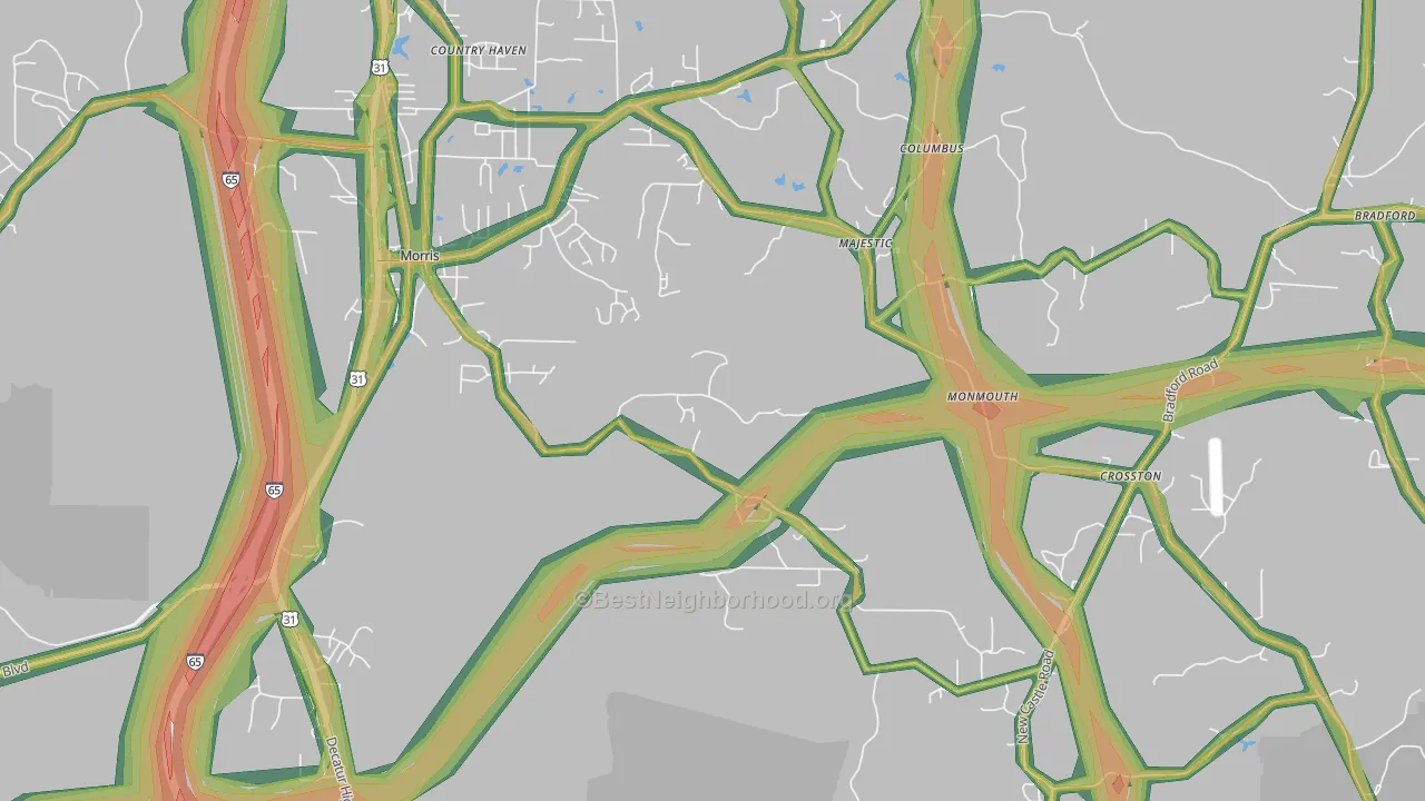 Morris, AL Map of Noise Levels in Morris