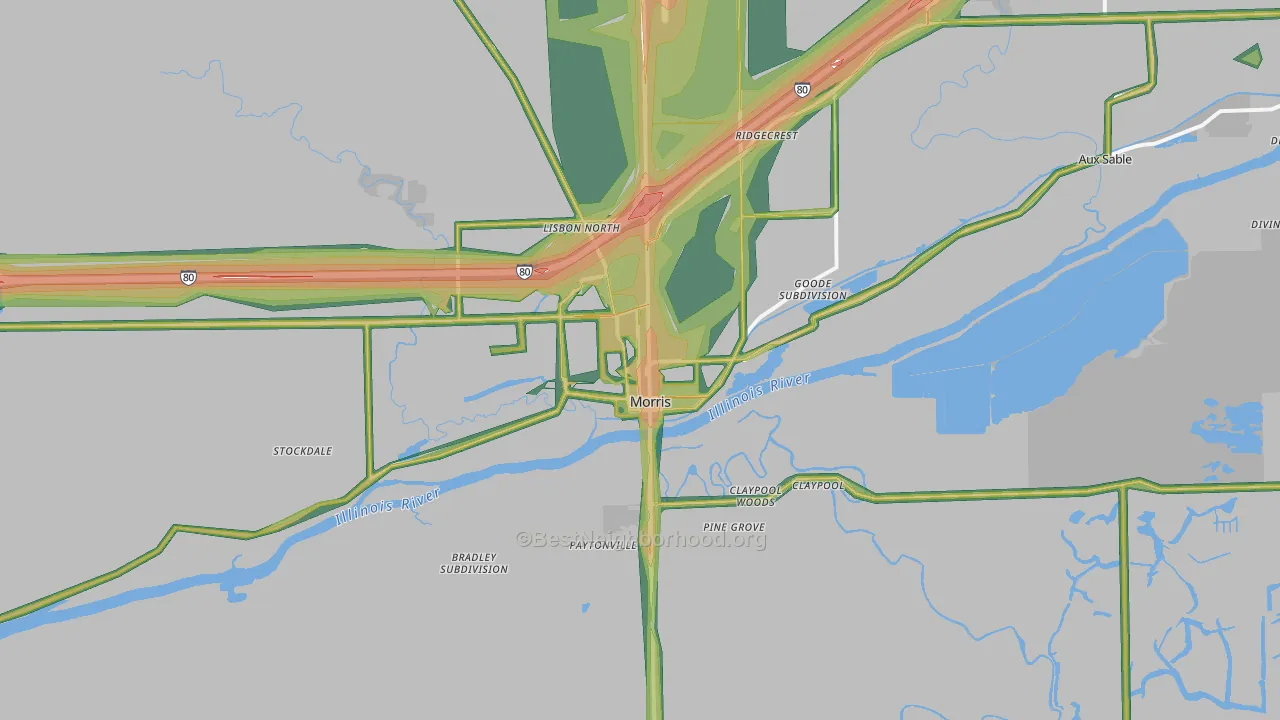 Morris, IL Map of Noise Levels in Morris