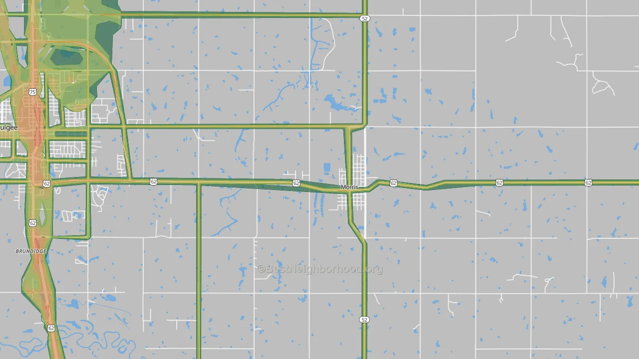Morris, OK Map of Noise Levels in Morris