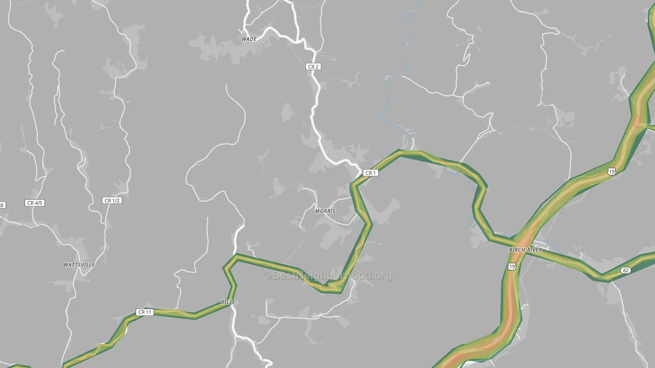 Morris, WV Map of Noise Levels in Morris