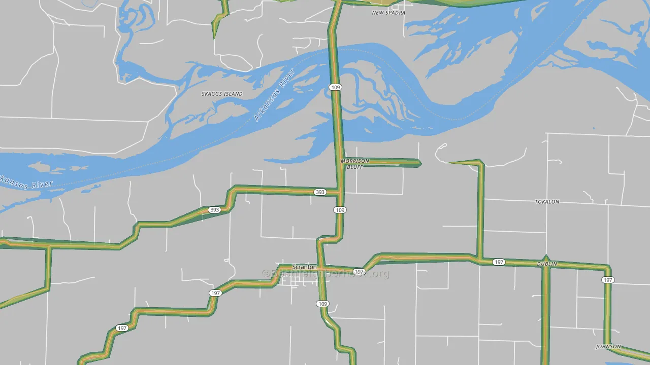 Morrison Bluff, AR Map of Noise Levels in Morrison Bluff