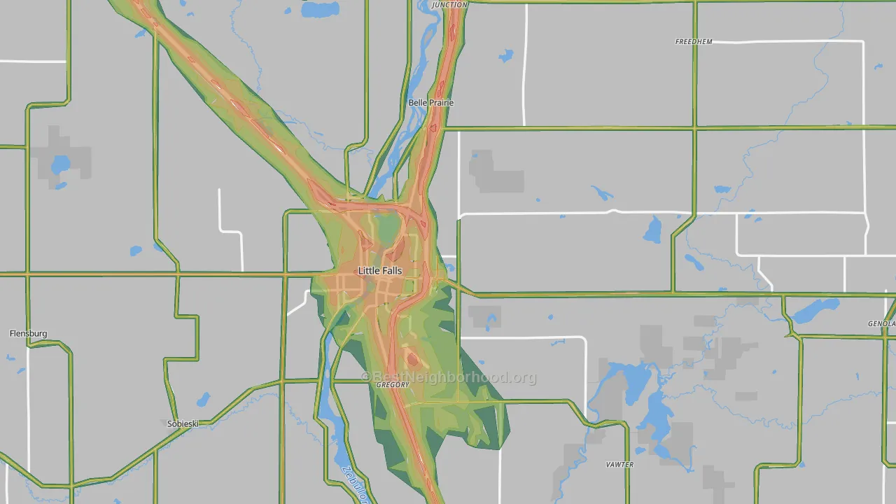 Morrison County, MN Map of Noise Levels in Morrison County