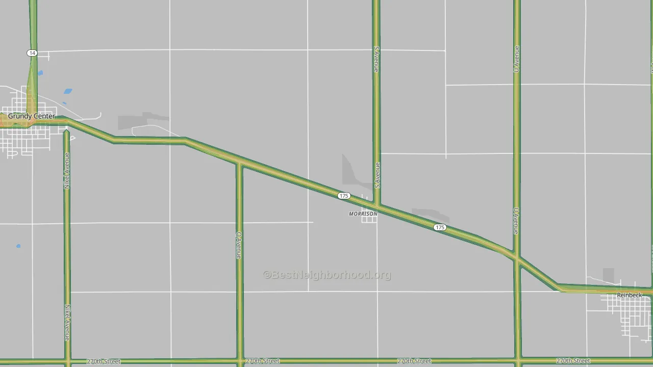Morrison, IA Map of Noise Levels in Morrison