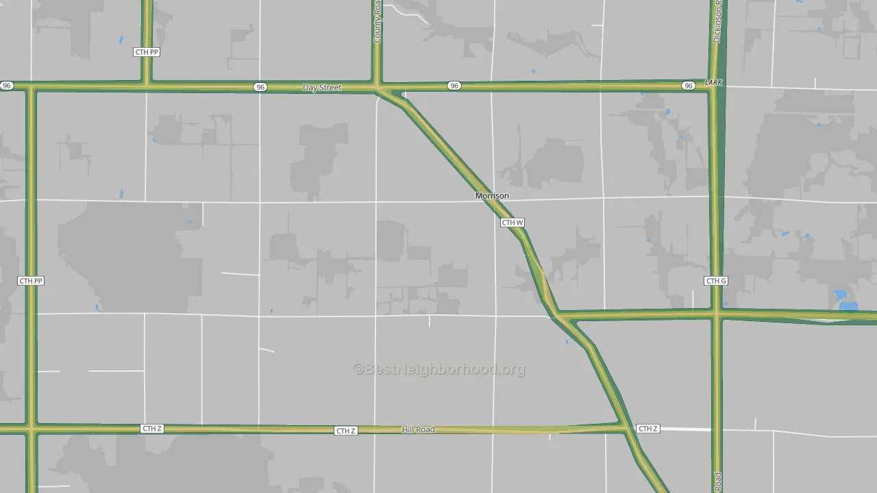Morrison, WI Map of Noise Levels in Morrison