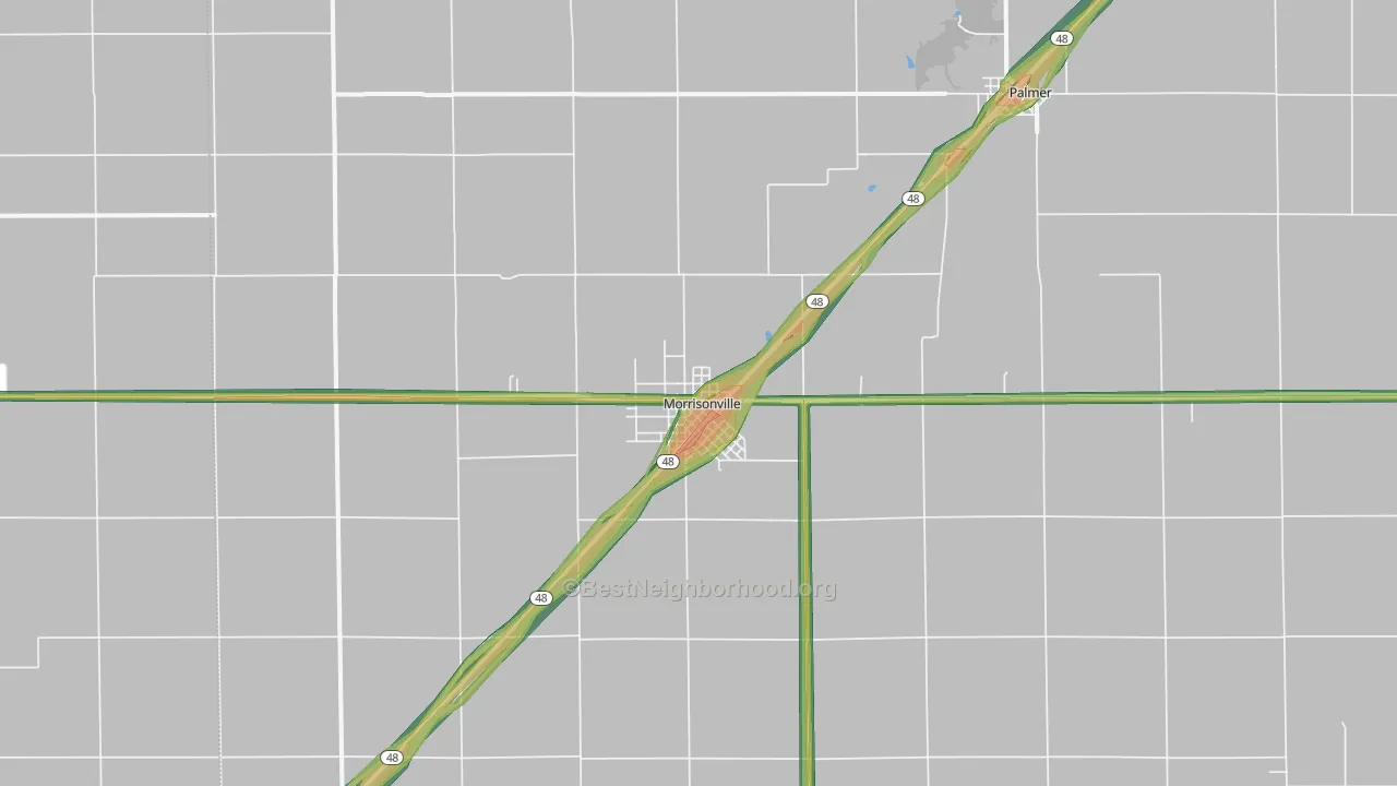 Morrisonville, IL Map of Noise Levels in Morrisonville