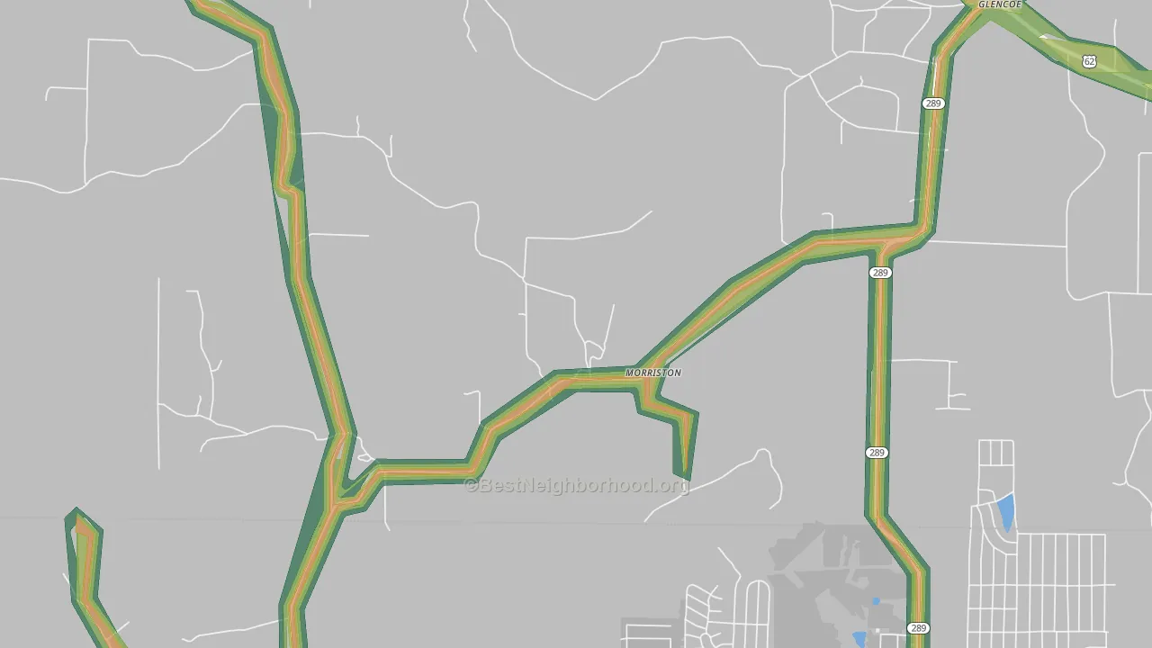 Morriston, AR Map of Noise Levels in Morriston
