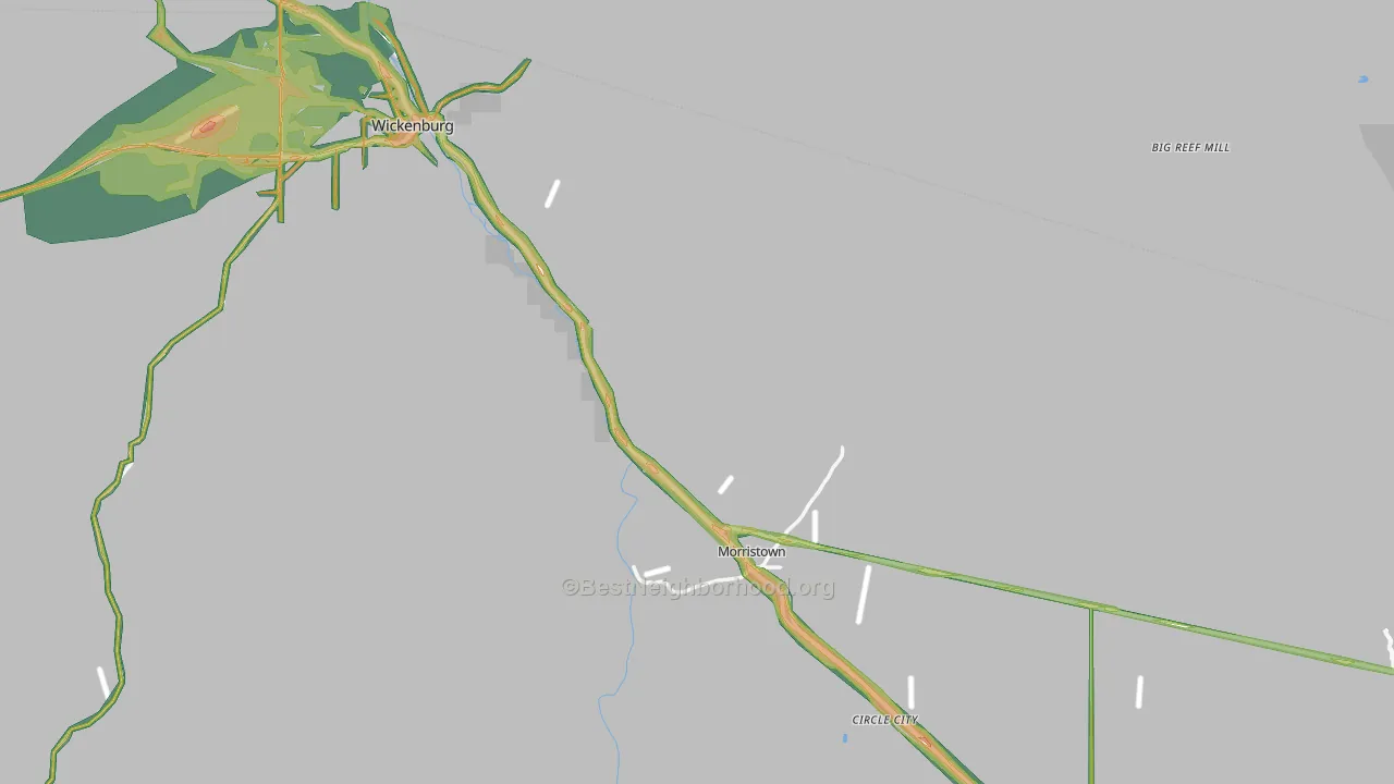 Morristown, AZ Map of Noise Levels in Morristown