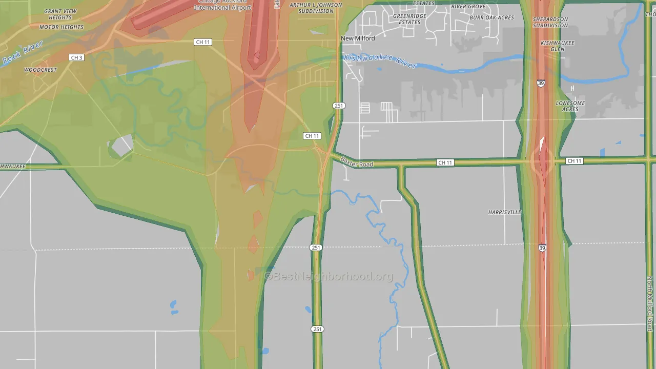 Morristown, IL Map of Noise Levels in Morristown