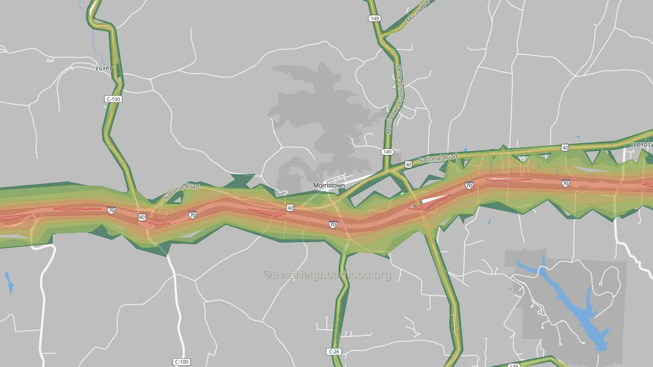 Morristown, OH Map of Noise Levels in Morristown
