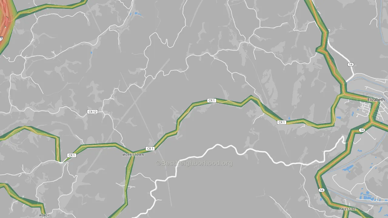 Morristown, WV Map of Noise Levels in Morristown