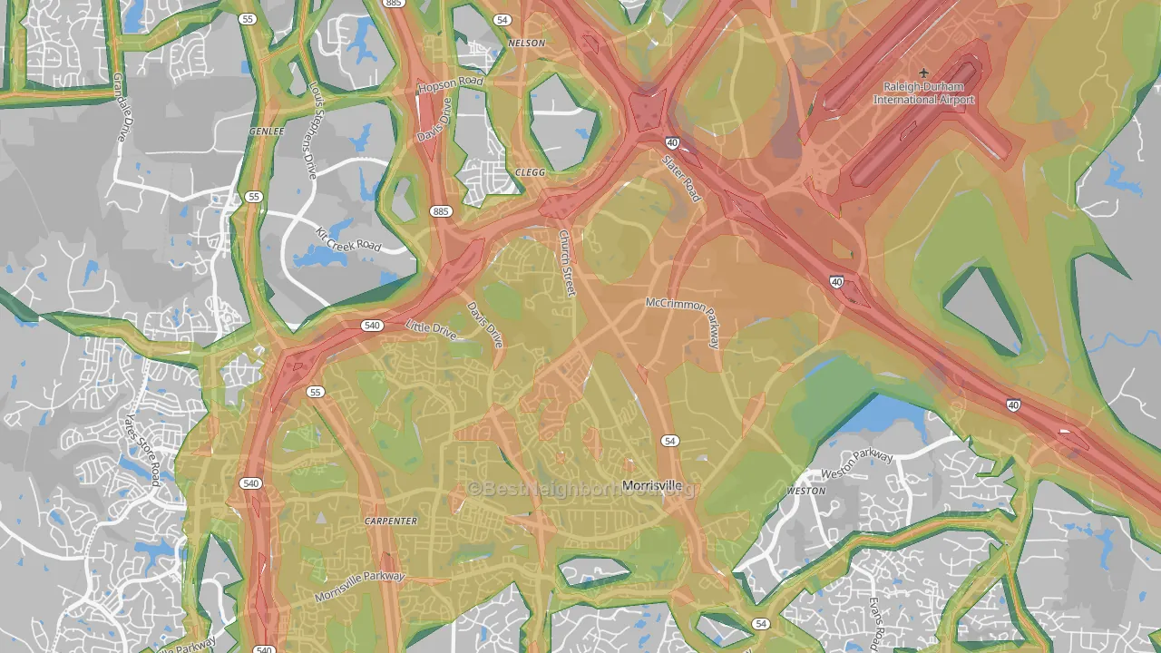 Morrisville, NC Map of Noise Levels in Morrisville
