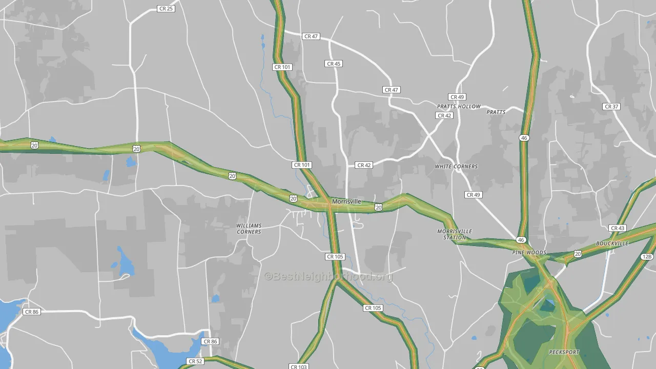 Morrisville, NY Map of Noise Levels in Morrisville