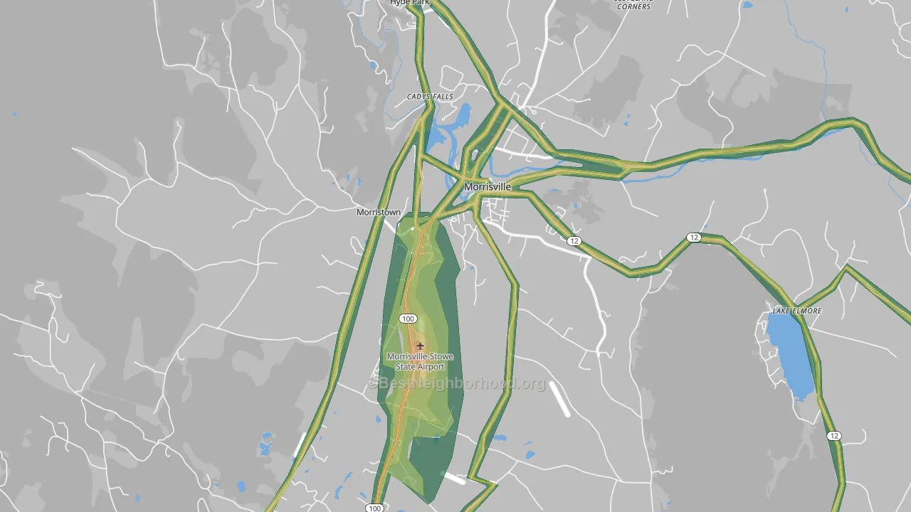 Morrisville, VT Map of Noise Levels in Morrisville