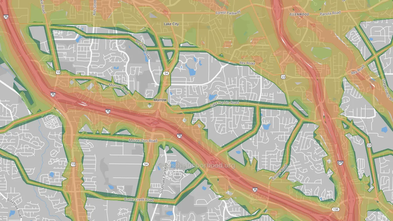 Morrow, GA Map of Noise Levels in Morrow