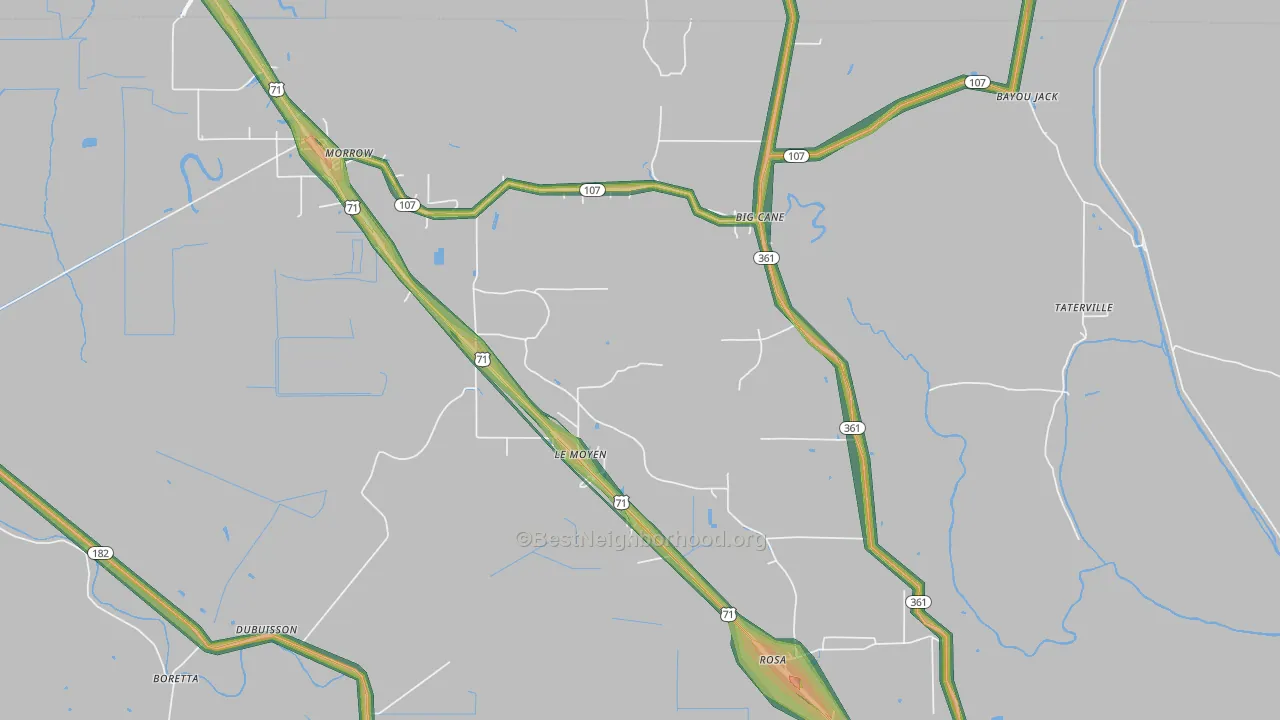 Morrow, LA Map of Noise Levels in Morrow
