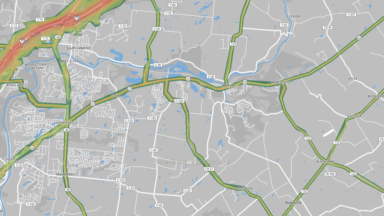 Morrow, OH Map of Noise Levels in Morrow