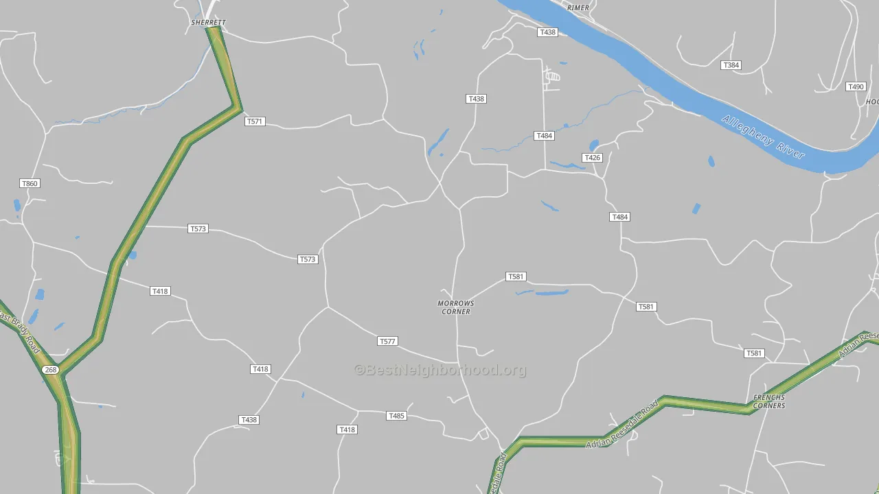 Morrows Corner, PA Map of Noise Levels in Morrows Corner