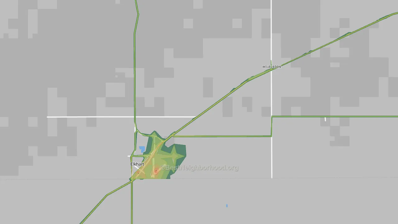 Morton County, KS Map of Noise Levels in Morton County