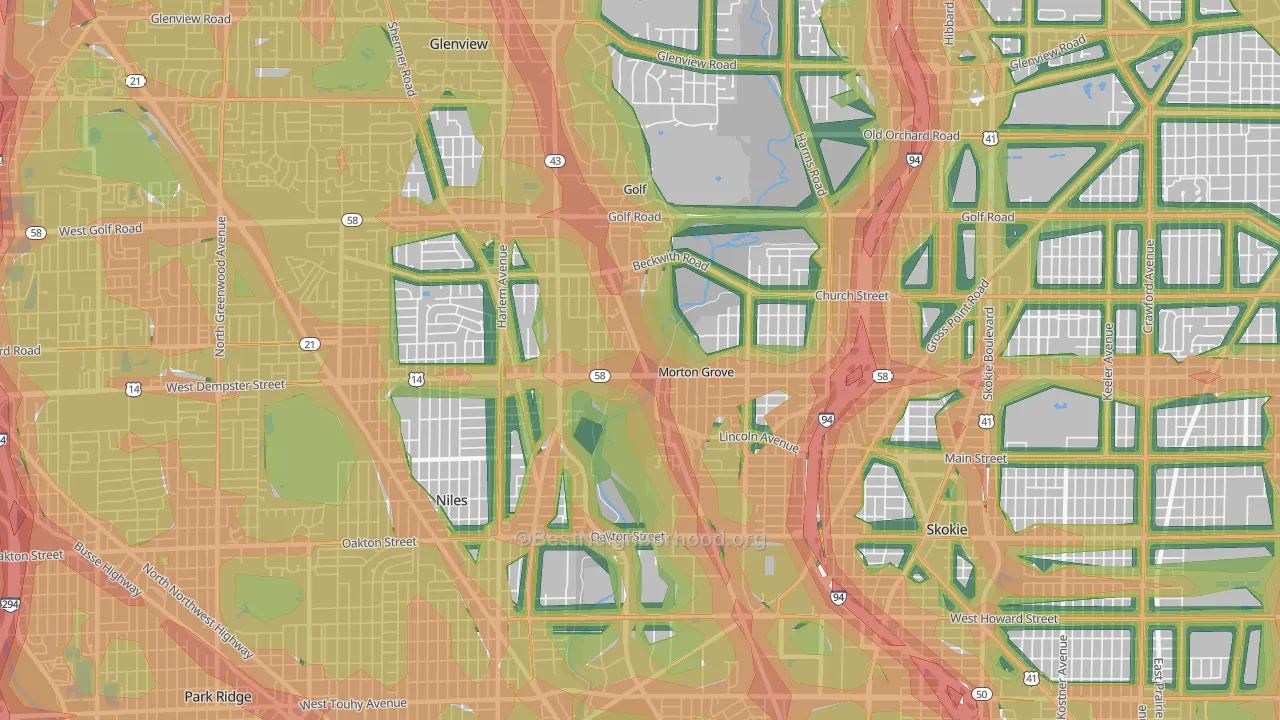 Morton Grove, IL Map of Noise Levels in Morton Grove