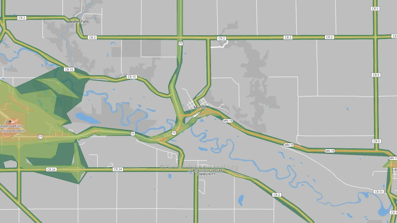 Morton, MN Map of Noise Levels in Morton