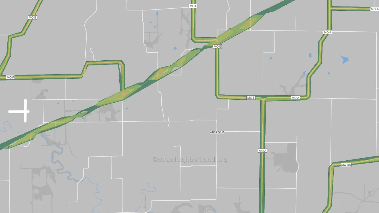 Morton, MO Map of Noise Levels in Morton