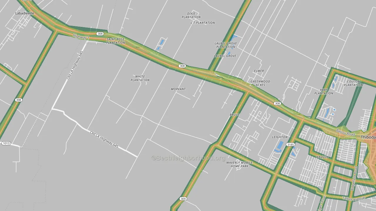 Morvant, LA Map of Noise Levels in Morvant