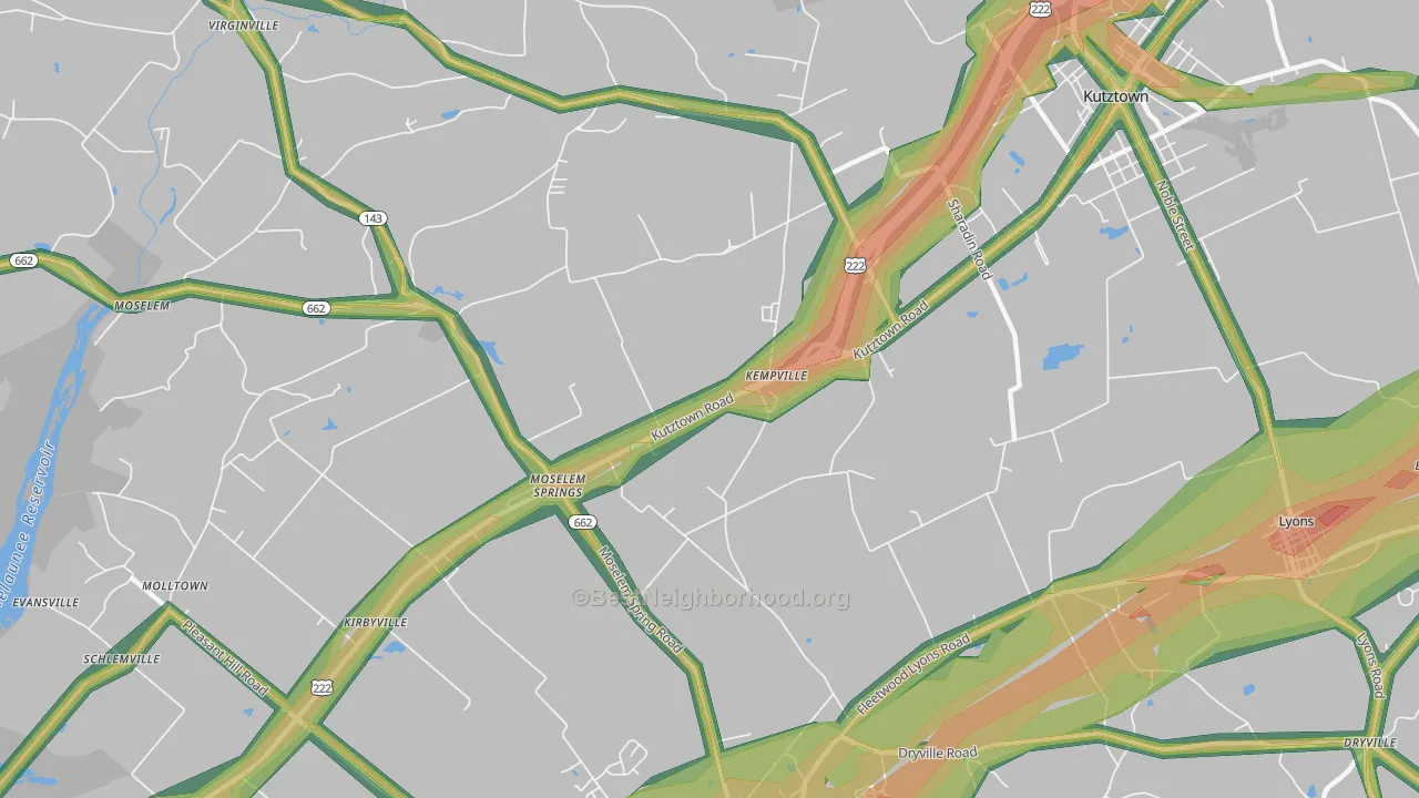 Moselem Springs, PA Map of Noise Levels in Moselem Springs