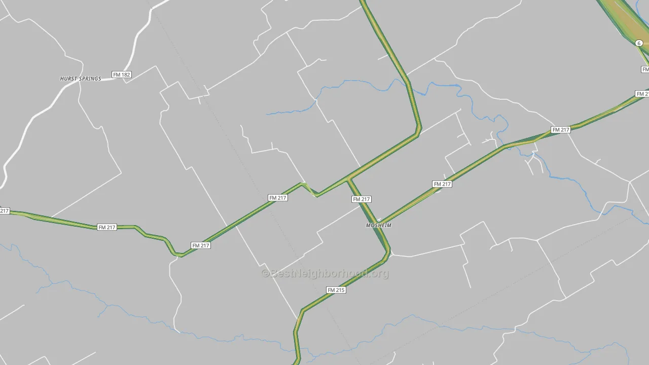 Mosheim, TX Map of Noise Levels in Mosheim