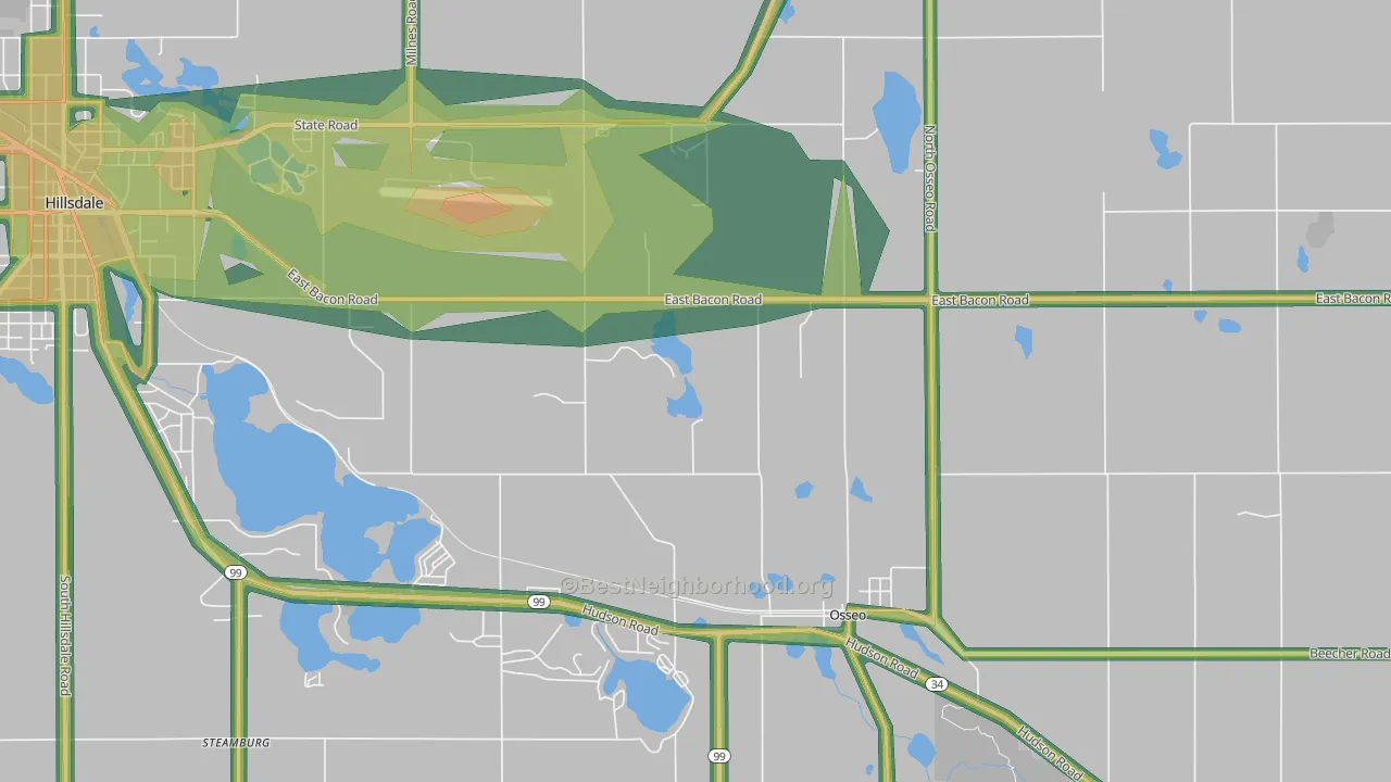 Mosherville, MI Map of Noise Levels in Mosherville