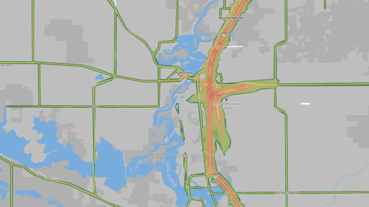 Mosinee, WI Map of Noise Levels in Mosinee