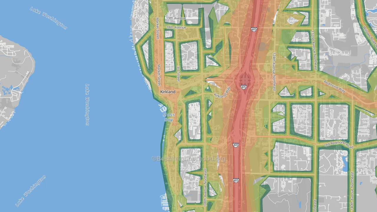 Moss Bay, Kirkland, WA Map of Noise Levels in Moss Bay
