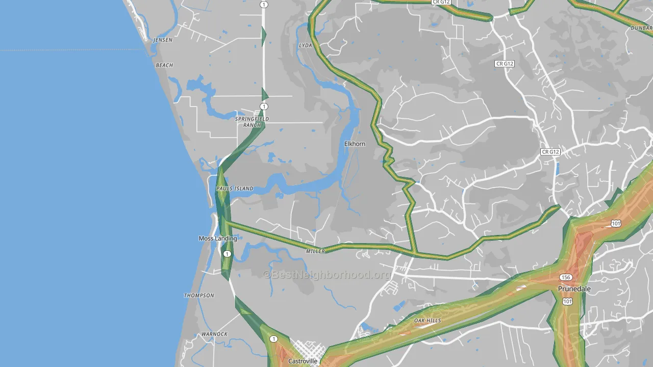 Moss Landing, CA Map of Noise Levels in Moss Landing