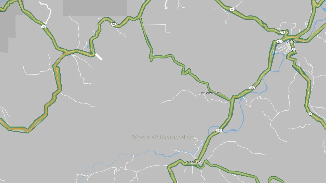 Mossville, AR Map of Noise Levels in Mossville