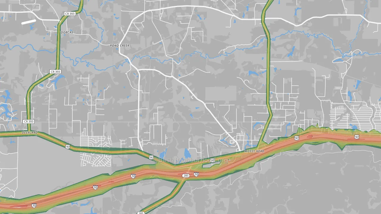 Mossy Head, FL Map of Noise Levels in Mossy Head