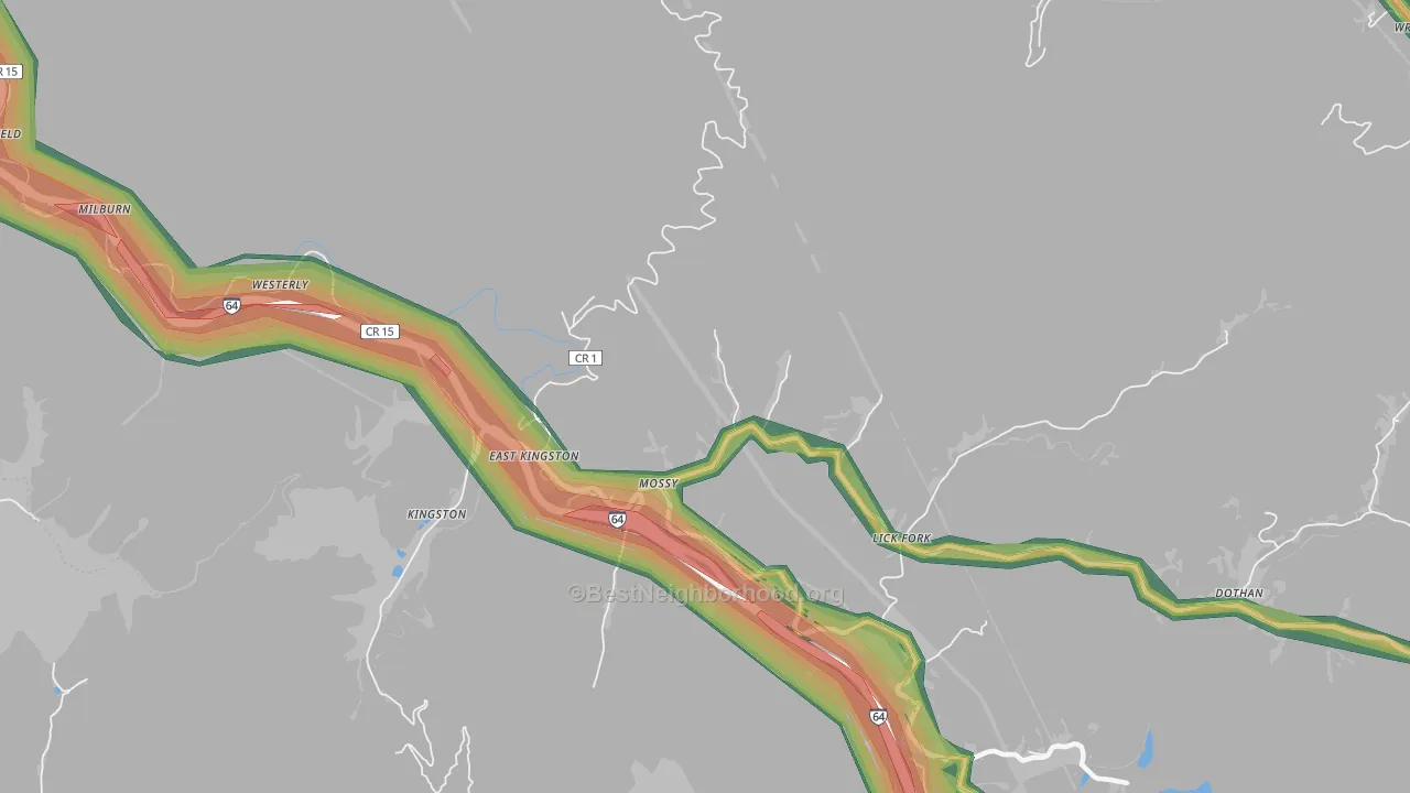 Mossy, WV Map of Noise Levels in Mossy
