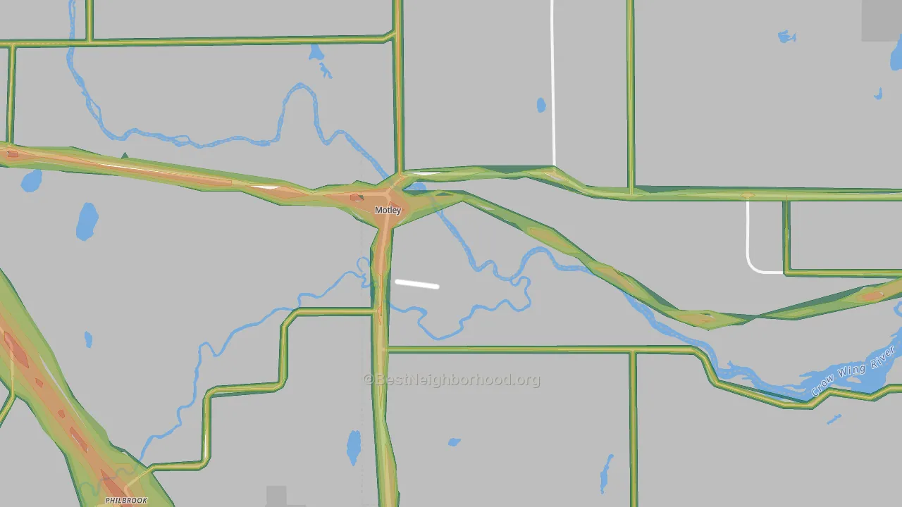 Motley, MN Map of Noise Levels in Motley