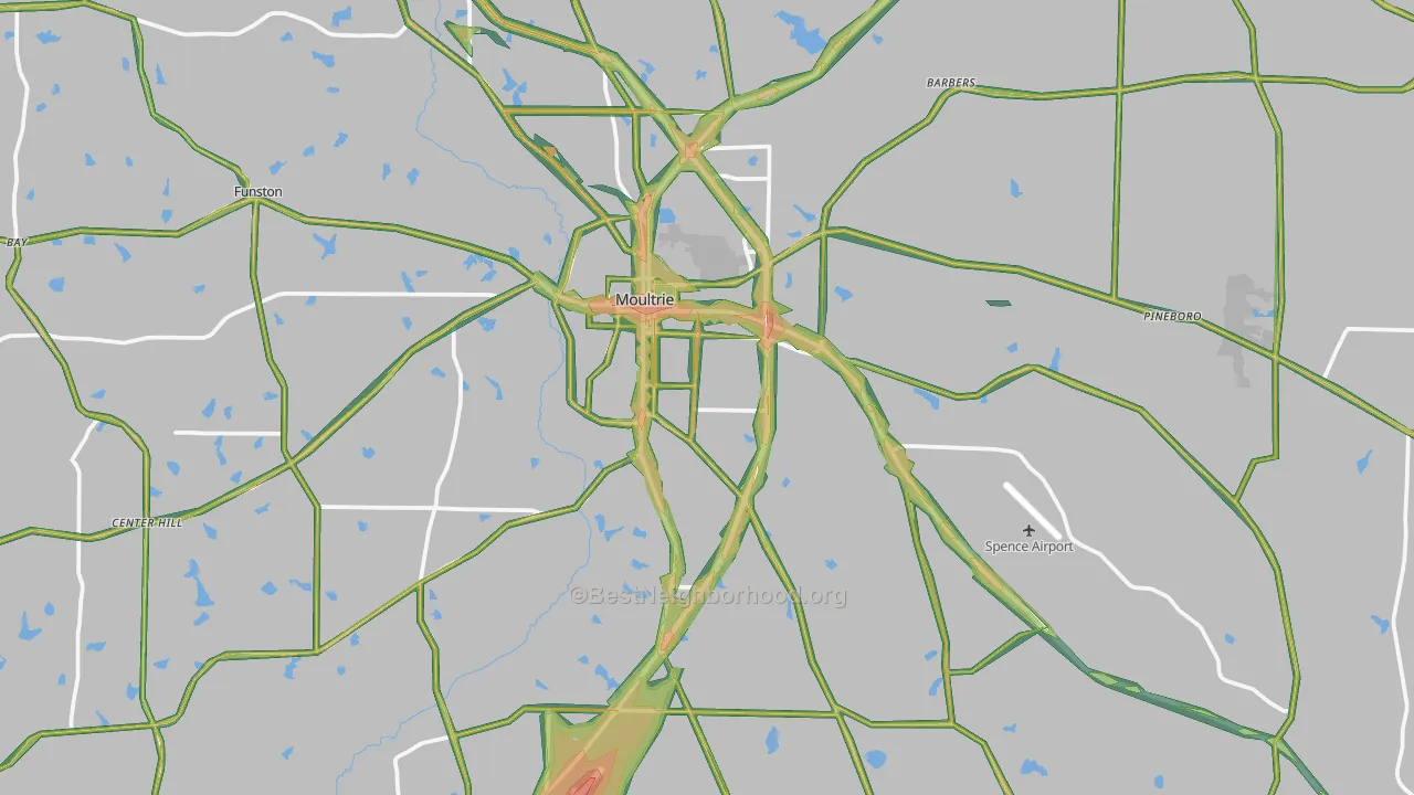 Moultrie, GA Map of Noise Levels in Moultrie