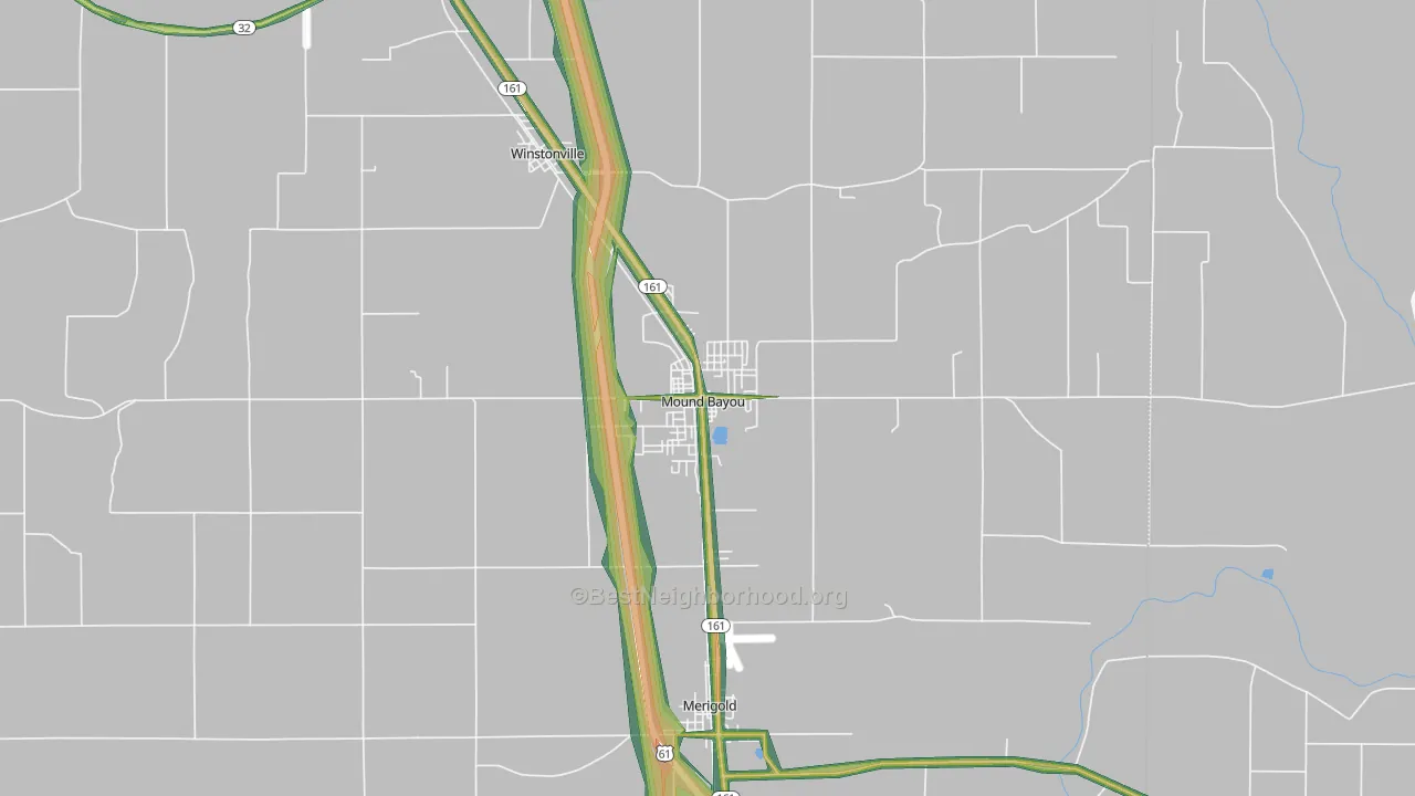 Mound Bayou, MS Map of Noise Levels in Mound Bayou